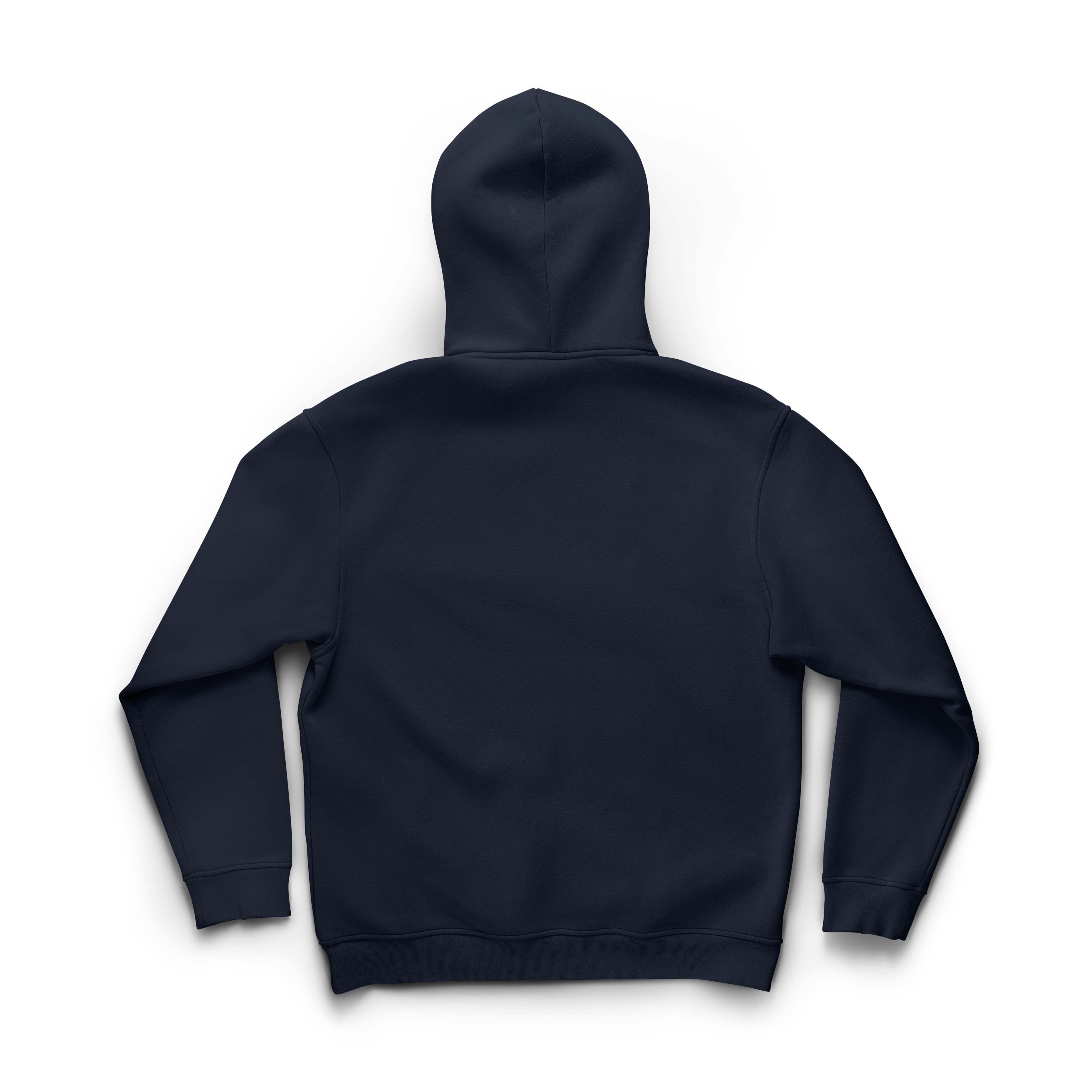 Navy blue hoodie on a white background