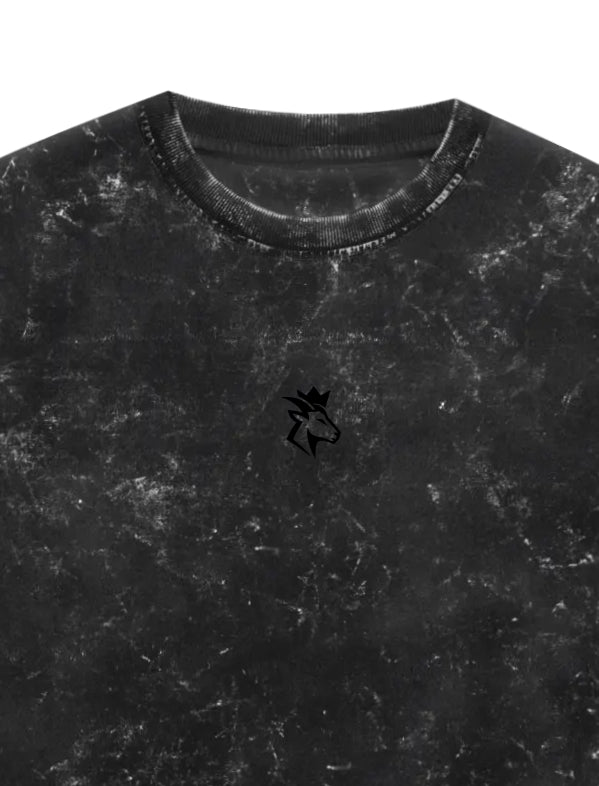 Black Acid Wash t-shirt with a small GOATED logo embroidery on the chest area.