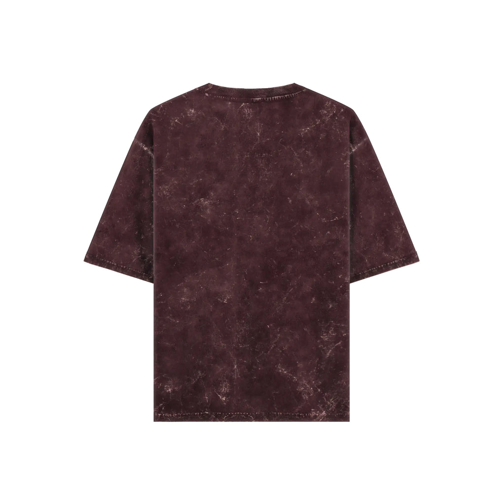 Maroon Acid wash t-shirt on a white background