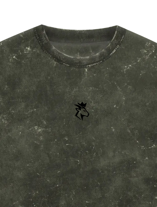 Black Acid Wash t-shirt with a small GOATED logo embroidery on the chest area.