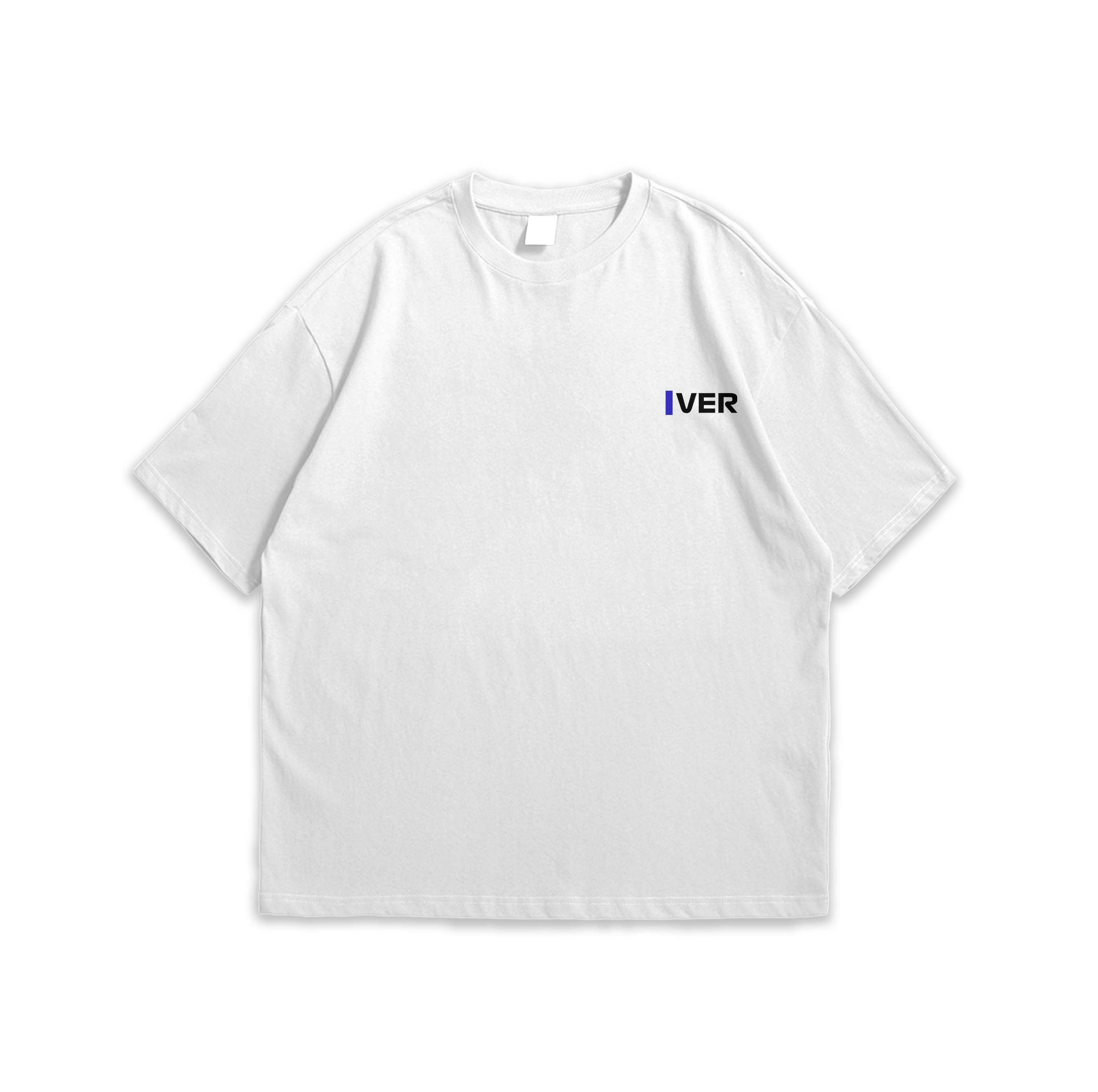 White t-shirt with 'IVER' text on a white background