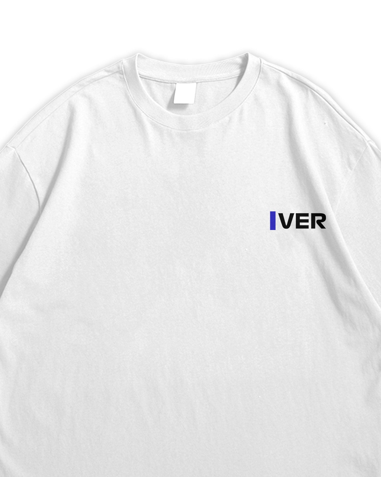 White T-shirt with "VER" text on the pocket area.